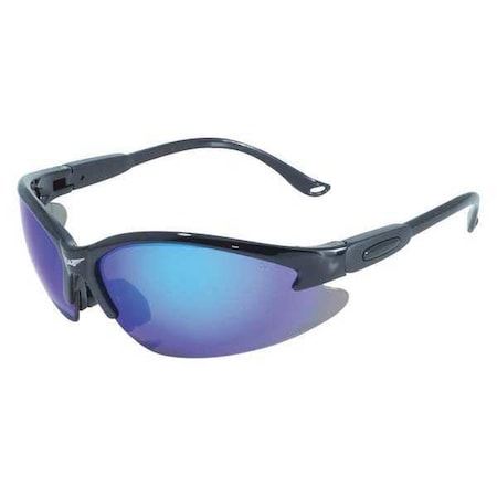 Cougar, Safety Glasses, Anti-Fog & Anti-Scratch, Blue Lens, Black Frame