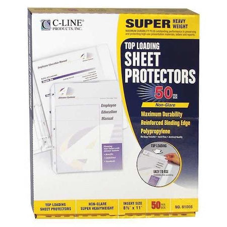 8-1/2" x 11" Non Glare Super Heavyweight Poly Sheet Protectors, 50PK