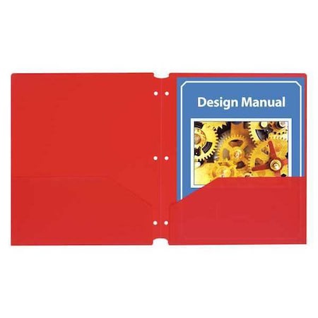 Two Pocket Folder, 3Hole, Red, PK25
