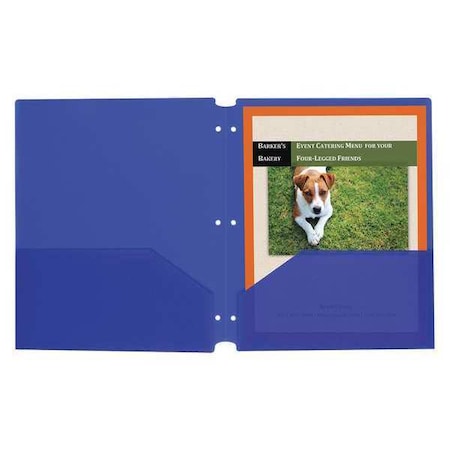Two Pocket Folder, 3Hole, Blue, PK25