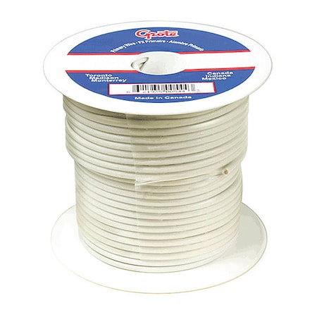 Primary Wire, GPT, 10 AWG, Copper, White, PVC Jacket, Stranded