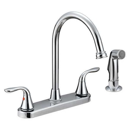 8" Mount, 4 Hole Faucet Kit, 2 Lever Hi Arc, CP w/Spray