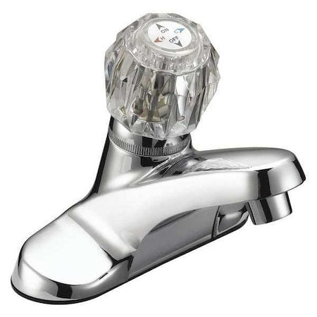 Single Handle Faucet, Rnd Acrylic, Chrome, w/Less Pop Up, Chrome plated