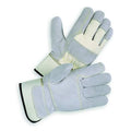 Leather Gloves, Cowhide, Safety Cuff, Wing Thumb, Full Finger, Gray, M, 1 PR