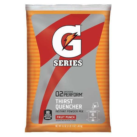 G Series, Thirst Quencher Sports Drink Mix, Powder, Fruit Punch, 6 Gal Yield Per 51 oz Pk, 1 Pack