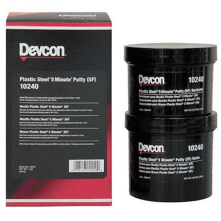 Putty, 1 lb Container Size, Can, Plastic Steel, Dark Gray