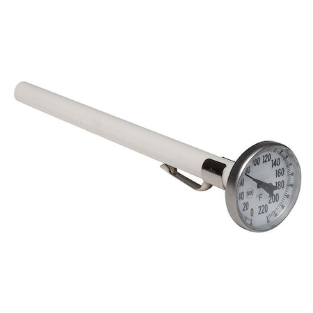 5" Stem Analog Dial Pocket Thermometer, 0 Degrees to 220 Degrees F