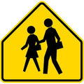 School Crossing Pictogram Traffic Sign, 24 in Height, 24 in Width, Aluminum, Pentagon, No Text