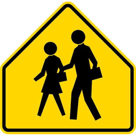 School Crossing Pictogram Traffic Sign, 24 in Height, 24 in Width, Aluminum, Pentagon, No Text