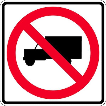 No Trucks Traffic Sign, 24 in H, 24 in W, Aluminum, Square, No Text, R5-2-24DA