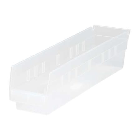 Shelf Storage Bin, Polypropylene, Clear, 4 in H, 4 1/8 in W, 17 7/8 in L