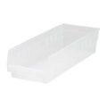 Shelf Storage Bin, Polypropylene, Clear, 4 in H, 6 5/8 in W, 17 7/8 in L