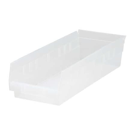 Shelf Storage Bin, Polypropylene, Clear, 4 in H, 6 5/8 in W, 17 7/8 in L