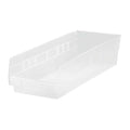 Shelf Storage Bin, Polypropylene, Clear, 4 in H, 8 3/8 in W, 17 7/8 in L