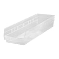 Shelf Storage Bin, Polypropylene, Clear, 4 in H, 6 5/8 in W, 23 5/8 in L