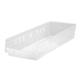 Shelf Storage Bin, Polypropylene, Clear, 4 in H, 8 3/8 in W, 23 5/8 in L