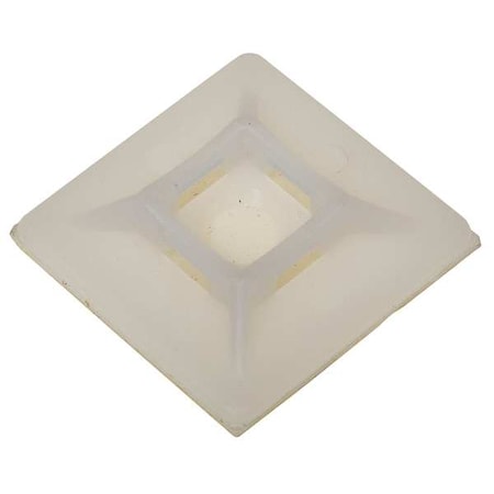 Cable Tie Mounting Pad, 4 Entries, Nylon 6/6, 0.2 in Slot Wd, 0.07 in Slot Ht, Natural, 100 PK