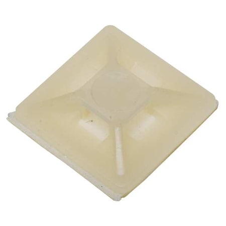 Cable Tie Mounting Pad, 4 Entries, Nylon 6/6, 0.14 in Slot Wd, 0.05 in Slot Ht, Natural, 100 PK