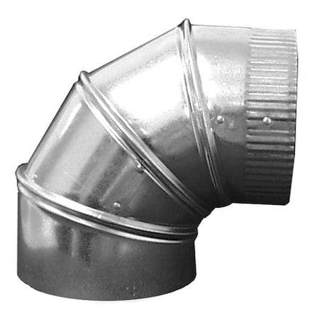 Round 90 Degree Elbow, 7 in Duct Dia, Galvanized Steel, 26 ga GA, 9 in W, 10" L, 9 in H