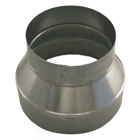 Round Duct Reducer, 6 in x 5 in Duct Dia, Galvanized Steel, 24 ga GA, 6 in W, 6" L, 5 3/4 in H