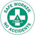 Hard Hat Emblem Label, Green/White, 49552