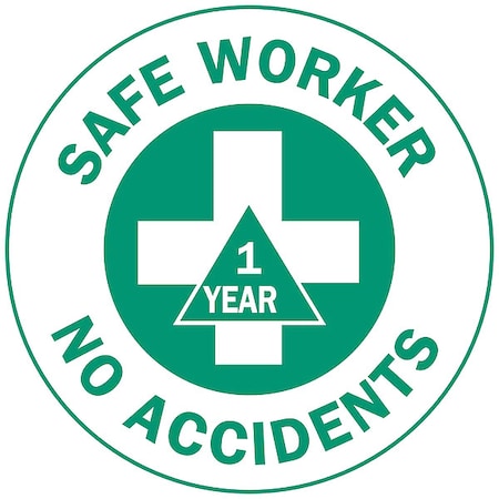 Hard Hat Emblem Label, Green/White, 49552