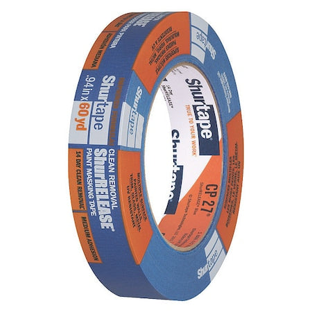Painter's Tape, 24 mm W x 55 m L, 5.3 mil Thick, Blue, Rubber Adhesive
