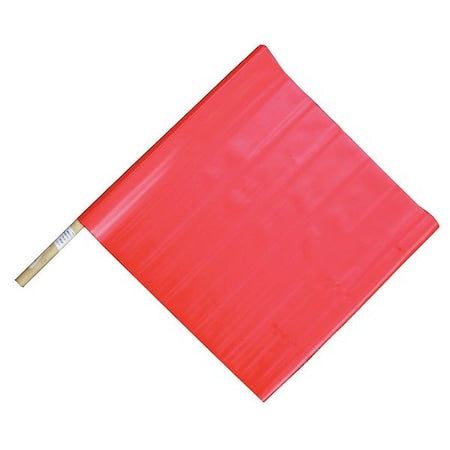 Handheld Warning Flag, Red, Vinyl, 18" Length, 24 in Wood Dowel