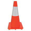 Traffic Cone, Slim Shape, PVC, 18 in H, Orange, One Reflective Stripe