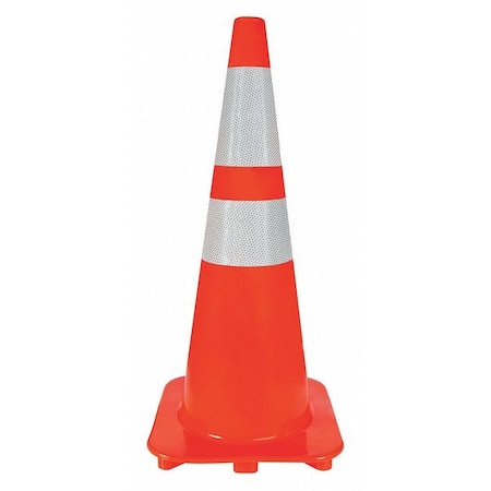 Traffic Cone, PVC, High-Intensity Prismatic, 28 in Height, 5 lb, Orange