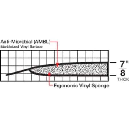 Antifatigue Mat, 3 ft. L x 2 ft. W, 1" Thickness, Vinyl, Marble, Black/White