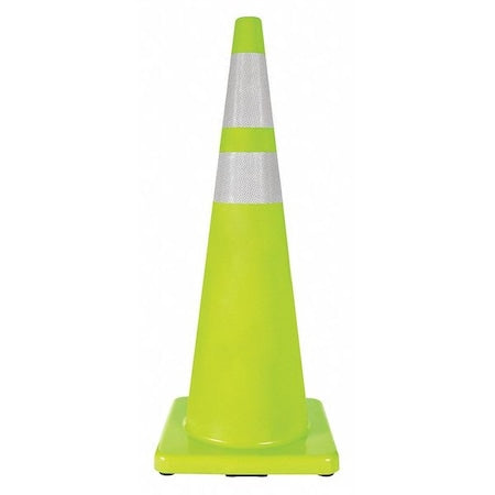 Traffic Cone, PVC, High-Intensity Prismatic, 36 in Height, 10 lb, Lime