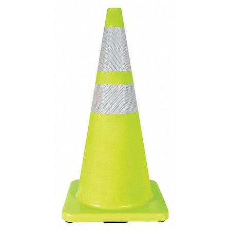 Traffic Cone, PVC, High-Intensity Prismatic, 28 in Height, 7 lb, Lime