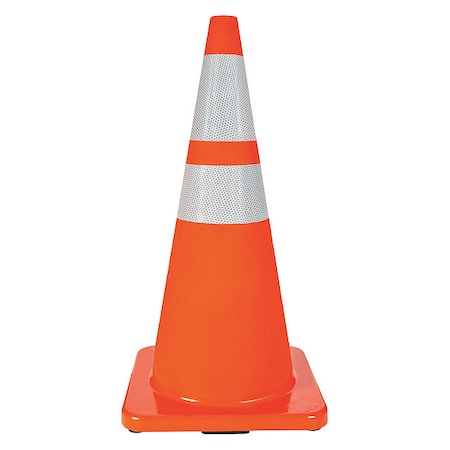 Traffic Cone, PVC, High-Intensity Prismatic, 28 in Height, 10 lb, Orange