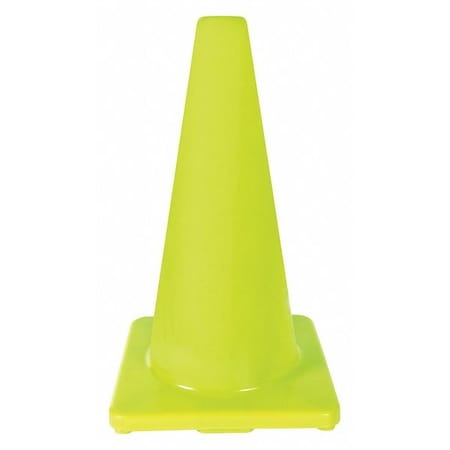 Traffic Cone, PVC, Non-Reflective, 18 in Height, 2.2 lb, Lime