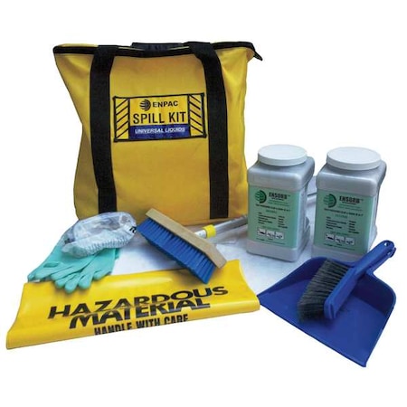 Vehicle Spill Kit, 2 gal Volume Absorbed per Kit, 6 gal Capacity, Bag, Yellow, 18