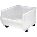 Mobile Storage Bin, Polypropylene, Clear, 12 in H, 18 1/4 in W, 23 7/8 in L