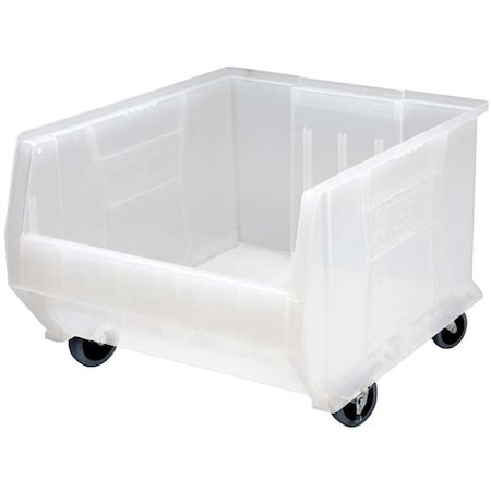 Mobile Storage Bin, Polypropylene, Clear, 11 in H, 16 1/2 in W, 23 7/8 in L