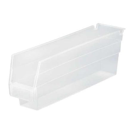 Shelf Storage Bin, Polypropylene, Clear, 4 in H, 2 3/4 in W, 11 5/8 in L