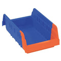 Shelf Storage Bin, Plastic, Blue/Orange, 4 in H, 6 3/4 in W, 11 5/8 in L