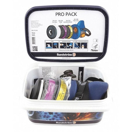 Half Mask Respirator Kit, Includes 2 Cartridges, Snap-In Gasket, Size S/M