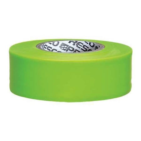 Flagging Tape, No Legend, Fluorescent Green, 1 3/16 in Wide x 150 ft Length, Vinyl, 4.5 mil