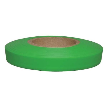 Flagging Tape, No Legend, Fluorescent Green, 1/2 in Wide x 150 ft Length, Vinyl, 4.5 mil