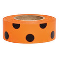 Flagging Tape, No Legend, Fluorescent Orange/Black, 1 3/16 in Wide x 150 ft Length, Vinyl, 2.5 mil