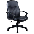 Executive Chair, Leather/Polyurethane Black, Height 40-1/2" to 44"