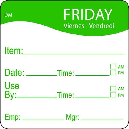 Day Label, Friday, 2-1/2 In. W, PK250