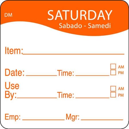 Day Label, Saturday, 4-1/2 In. W, PK250