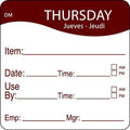 Day Label, Thursday, 2-3/5 In. W, PK250