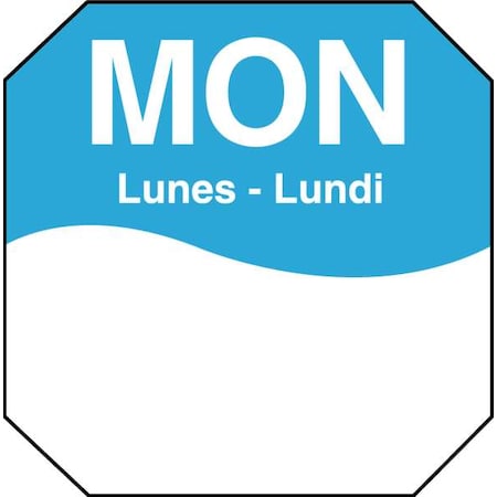 Day Label, Monday, 3-2/7 In. W, PK1000
