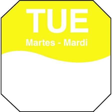 Day Label, Tuesday, 3-1/7 In. W, PK1000